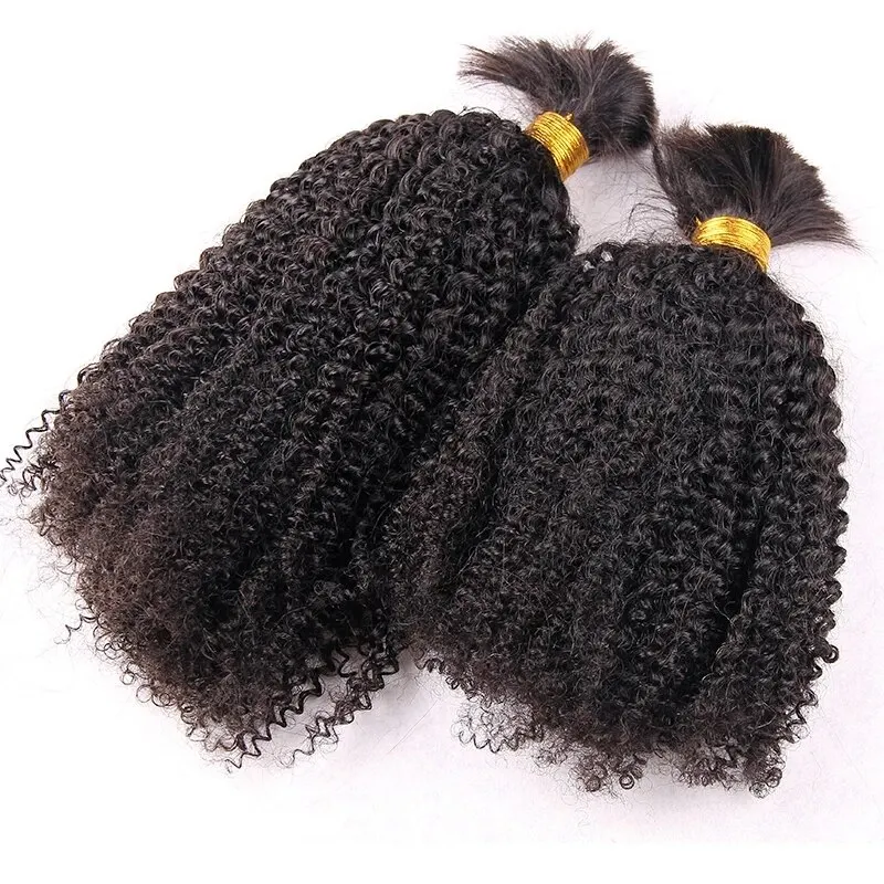 3bundles Hair Weaving No Weft Long Kinky Curly Human Hair Bundles Extensions Brazilian Afro Kinky Curly Human Hair Bulk