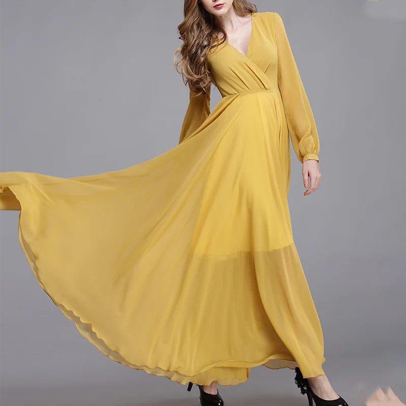 Yellow Elegant Maxi Dress ...