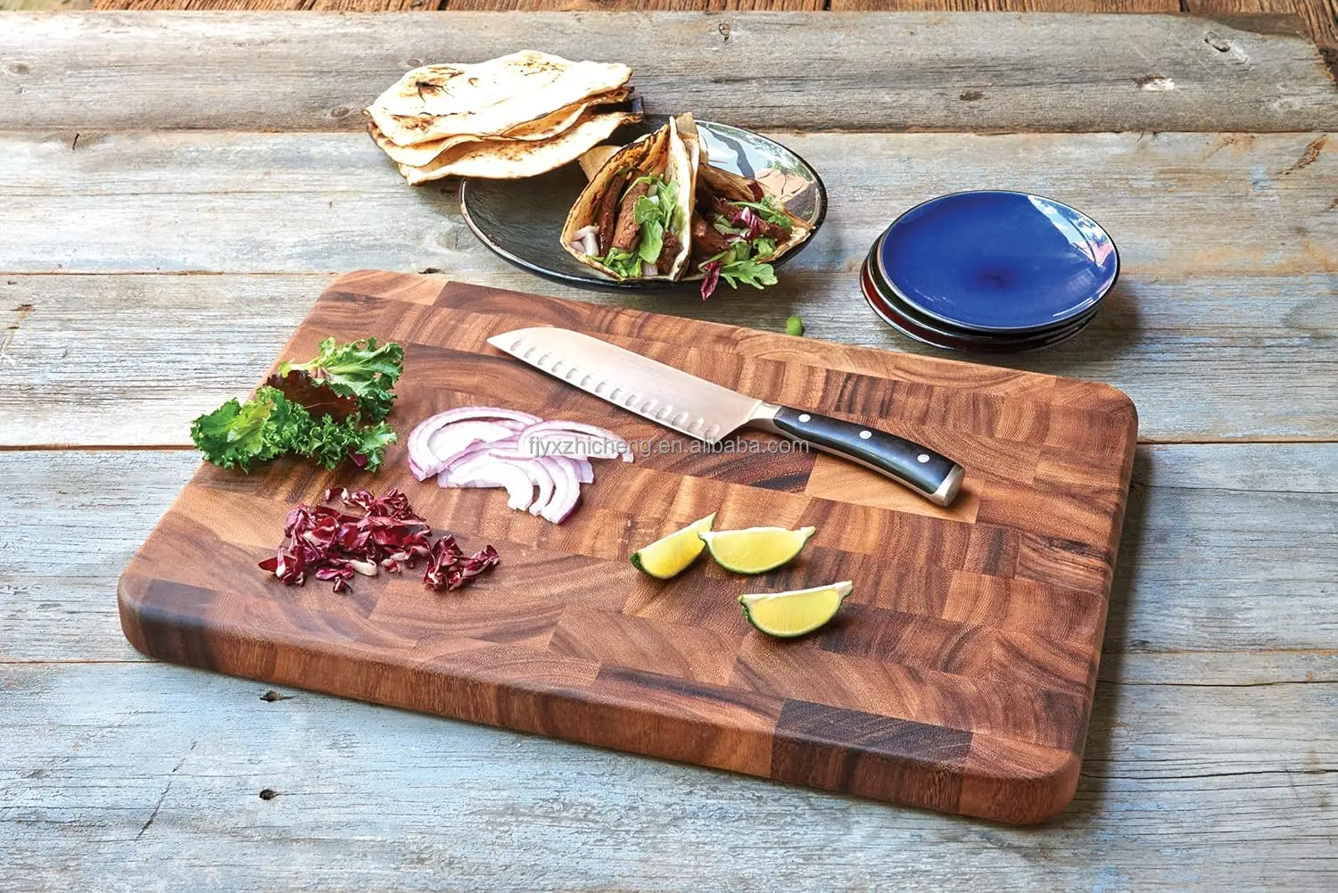 product 14 x 16 inch brown acacia wood cutting board large end grain prep station eco friendly nature chopping-4