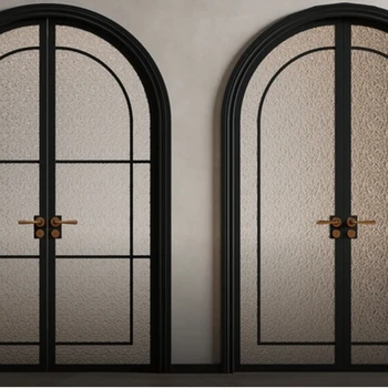 ALUFRONT Custom Modern Arched Glass Door Aluminum Alloy Soundproof Door for Apartment and Living Room Interior/Exterior Use