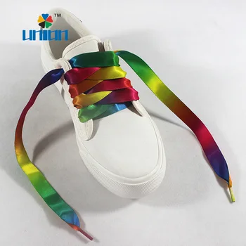 Amazon Hot sale Rainbow Printed Satin Ribbon Shoe Strap Laces
