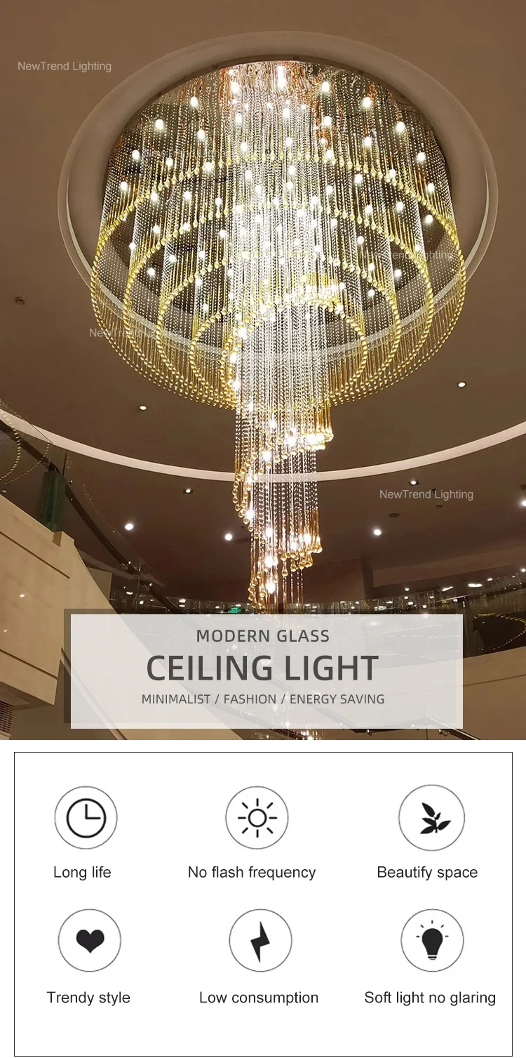 CPL-343 Luxury Style Indoor Decoration Lighting Hotel Villa Hall Staircase Led Chandelier factory