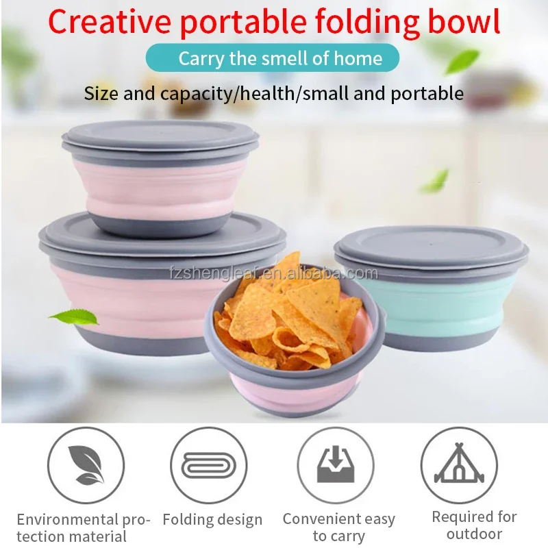 product silicone lunch box for kids leakproof insulated baby food container portable bento box for school office round food storage set-3