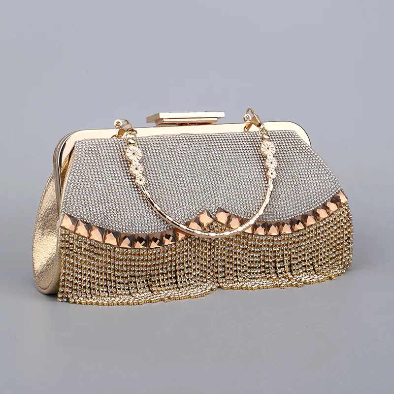 Amiqi MRY67 Factory Wholesale Tassel Diamond Lady Shoulder Bag Crystal Evening Bag For Wedding Clutch Bag