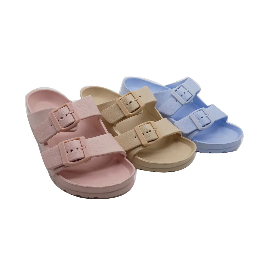 Custom Color Sandals Double Buckle Summer Slippers Adjustable Eva Sandals For Women Comfortable Slipper