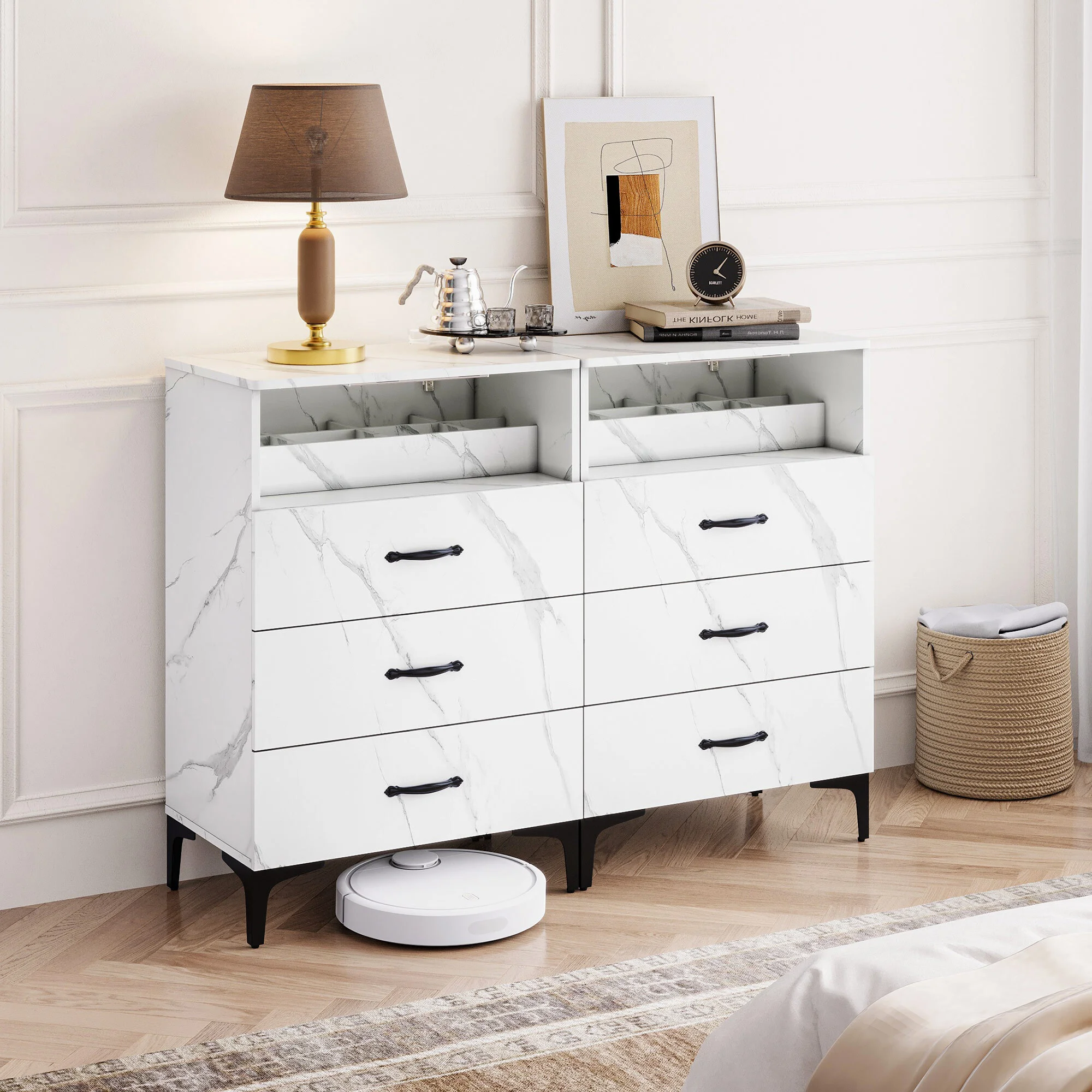 Stylish Vanity Desk with Mirror and Light modern dressing cabinet with 3 Drawers with makeup organizer for bedroom
