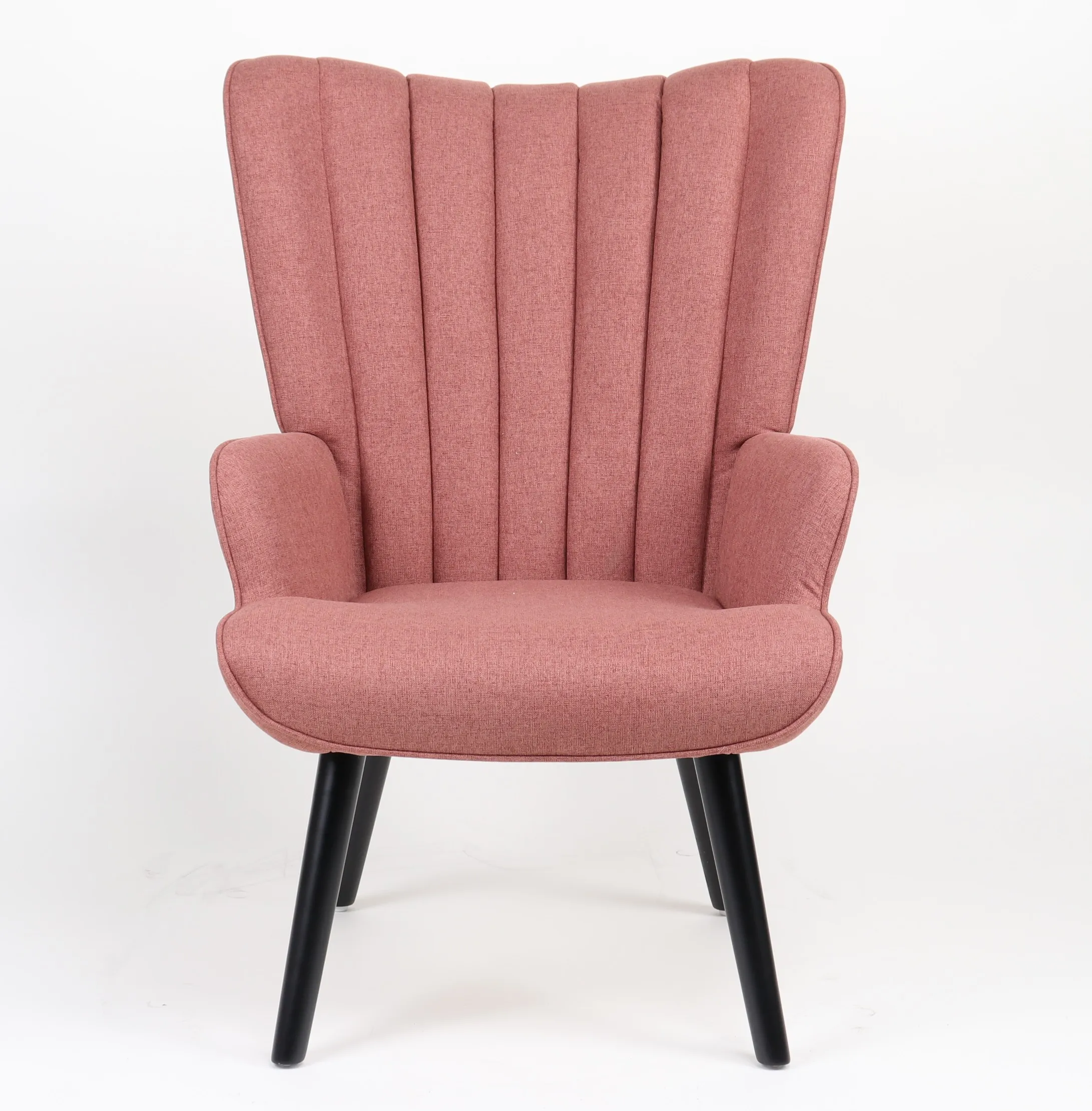 Modern Design Living Room Leisure Chair Pink Fabric Armchair with Wood Legs for Hotel Apartment Use factory