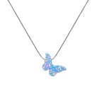 Sterling Silver Blue Opal Jewelry Silveropal Fashion 925 Sterling Silver Blue Opal Butterfly Necklace Jewelry