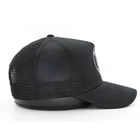 Distressed Trucker Caps Custom Cotton Plain Distressed Black Mesh Baseball Trucker Cap With Applique Logo