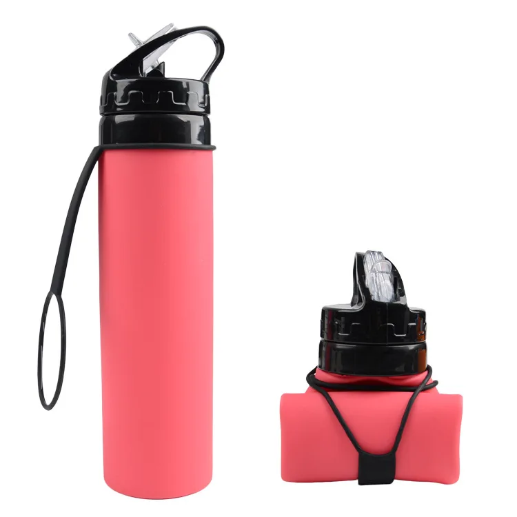 New 600ml outdoor cycling cup portable folding silicone water bag spot advertising gift sports kettle water bottle