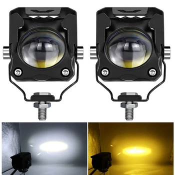 RTS New Double Color 2 Inch Pod Light Led Motorcycle Spotlight White and Yellow Fog Light For Tractor ATV Pickup Truck