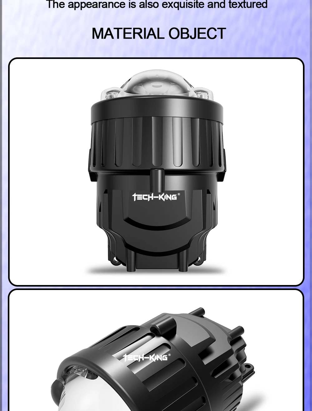 TECH-KING F8 12V 6000K Super Bright Laser 130W Universal Bi Led Projector Lens 3.0 Inch Fog Light Lens for Car Modification