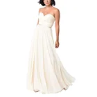Gown Evning Dress Factory Price Latest Cream Color Chiffon Strapless Long Gown Evning Dress Ruffle Socialite Style