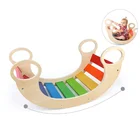 hot sale balance rocking chair wooden baby rainbow rocker toy