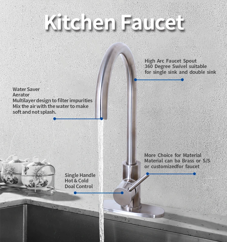 3 Years Warranty Water Tap 304SS Kitchen Faucet Stainless Steel Kitchen Faucet 2021