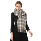 New Scarf Yarn-dyed Wholesale New Arrivals Long Tassels Winter Polyester Scarf Women Style