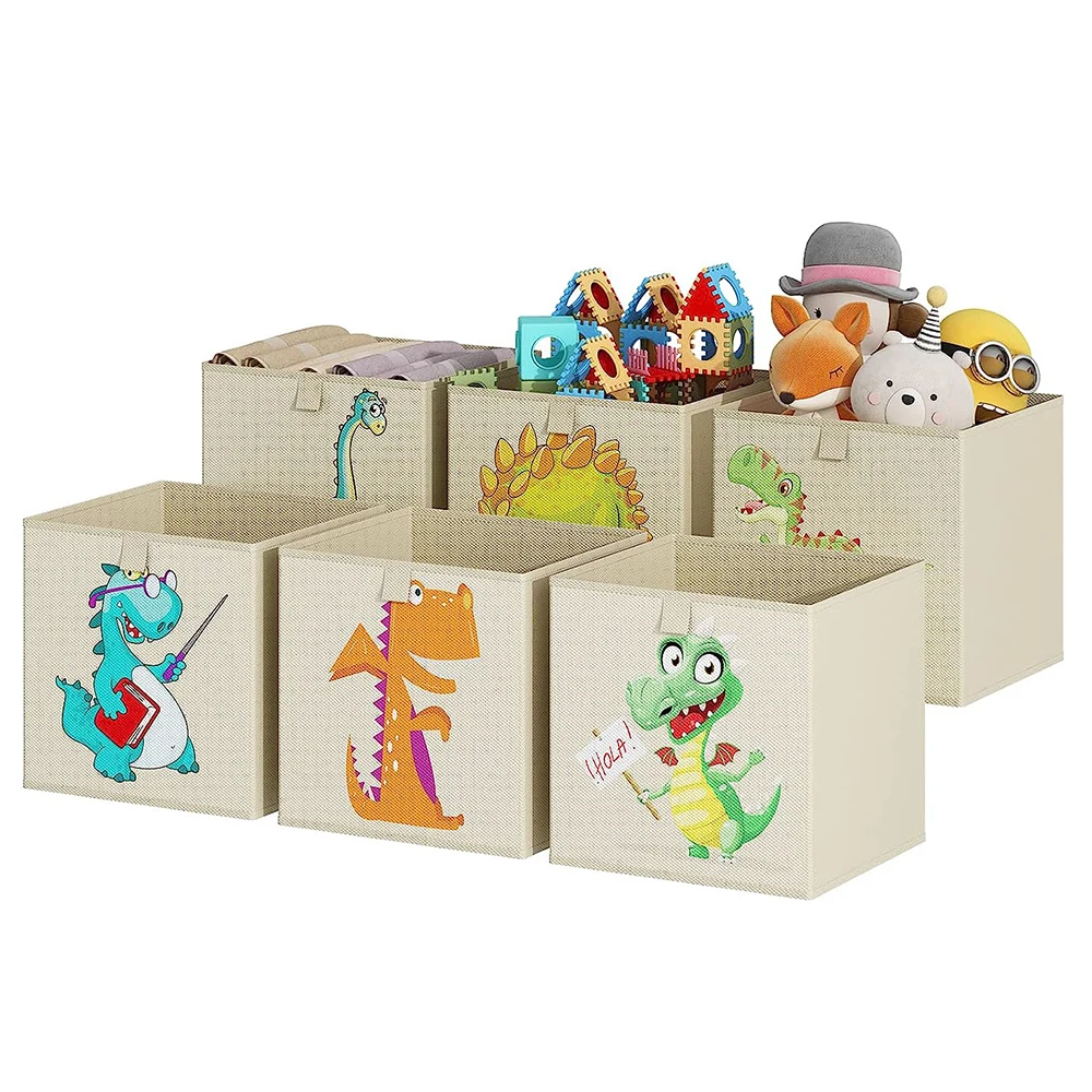 Custom Non-woven Washable Folding Cartoon Toys Storage Boxes Fabric Drawer Kids Toys Organizer Bins