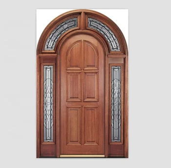 Round Top White Oak Wood Front Entry Doors with Side Panels