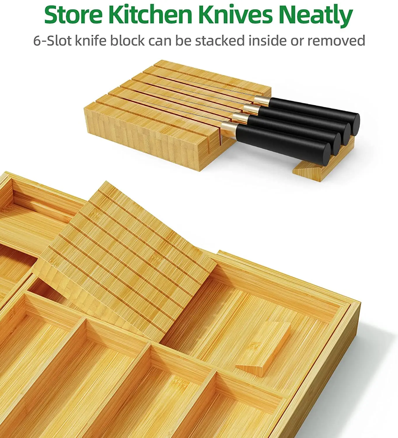 product zc custom expandable bamboo cutlery holder organizer storage tray drawer organizer for kitchen utensils-6