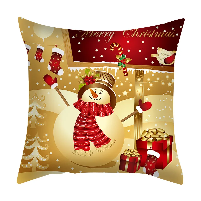 Merry Christmas Decorations Christmas Cushion Cover For Home Decorative Sofa Pillow Cover Case Seat Car Decor Throw Pillowcase