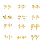 925 Earring Fashion New Arrival 18K Gold 925 Sterling Silver Birth 12 Months Flower Stud Earring