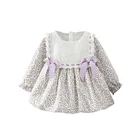 High Quality Baby Clothing Boutique Floral Pattern Elastic Bowknot Decoration Cute Lovely Princess Dress