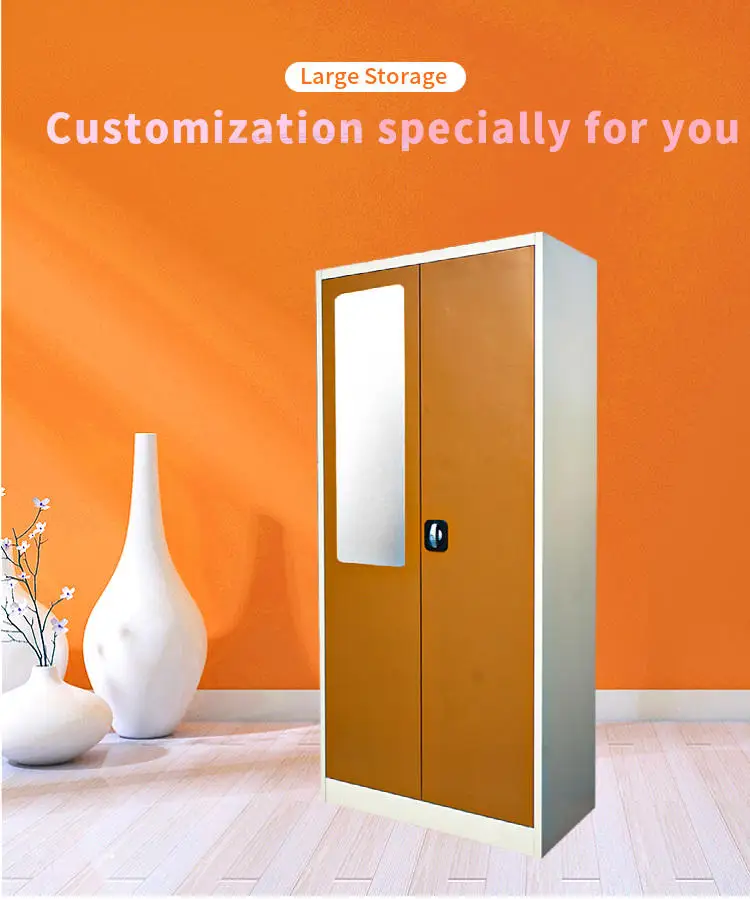 ISO Certified Customized Metal Double Door Almirah Storage Wardrobe with Key Lock for Bedroom & Living Room