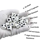 Letter Beads Bpa Free Food Grade 12mm Letter Pacifier Beads Baby Teething Beads Alphabet Letter Silicone Beads Wholesale