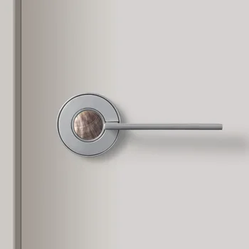 Goo-Ki MECHANIC G508 PAIR ULTRA MODERN STYLE MATTE CHROME NATURAL SHELL ZINC ALLOY DOOR HANDLE LOCK 5-Year Warranty