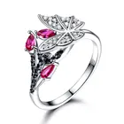 Ruby Natural Ring S925 Sterling Silver Nano Ruby Natural Gemstone Black Spinel Unique Butterfly Ring