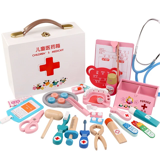 wooden toy doctor set