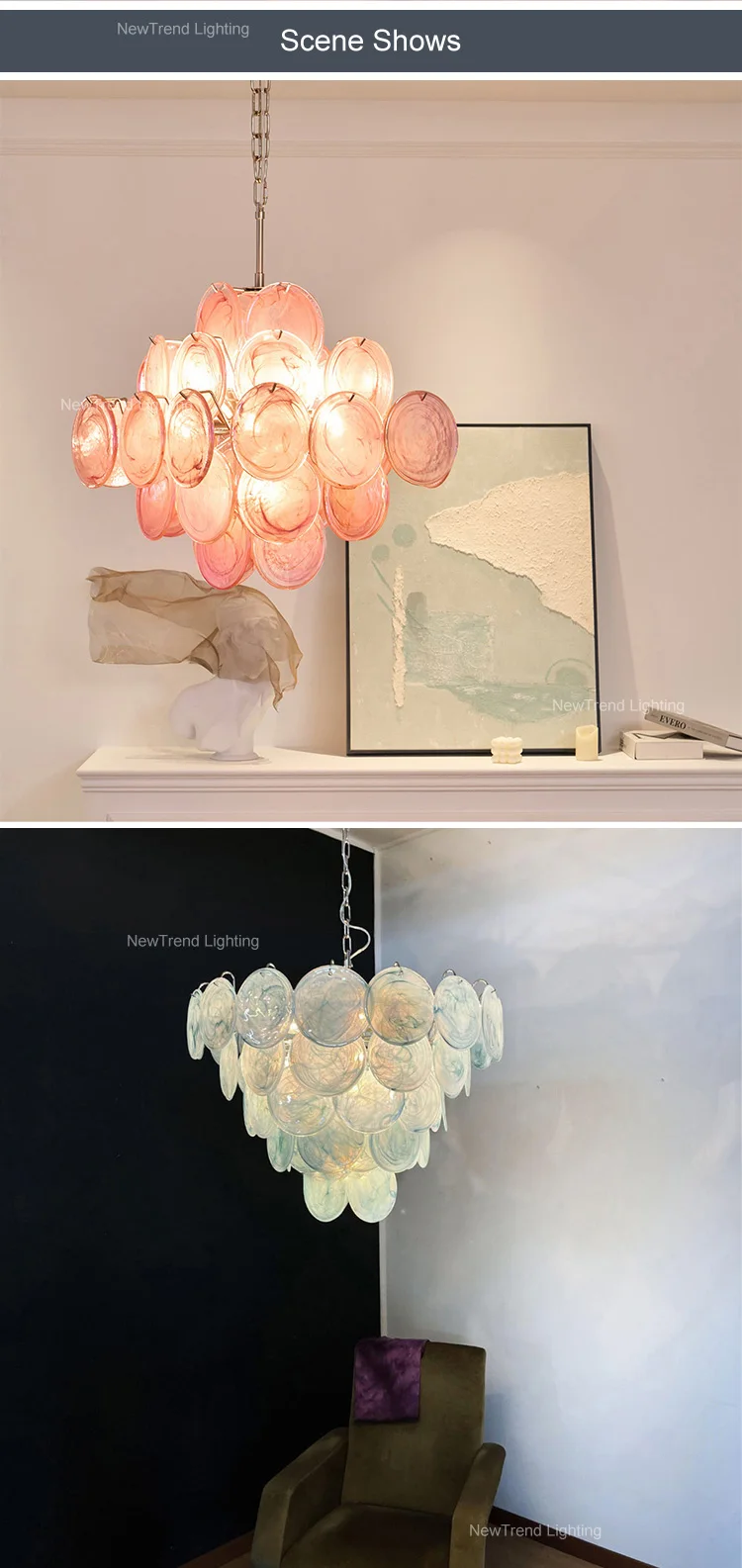 cpl 446 post modern creative murano glass chandelier italian designer style led pendant light for bedroom-5