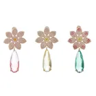 Setting Stone Drop Earrings New Coming Gradient Tourmaline Crystal Shape Drop Flower Micro Stone Setting Pendant Earrings