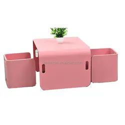 Custom Natural Bamboo MultiFunctional Children Furniture Sets Wooden Kids Desk Table Chair Set With Storage Nursery School