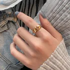 Jewelry Gold New Jewelry Glassy Luxury High Quality Geometric Wide Big Gold Ring Party Women