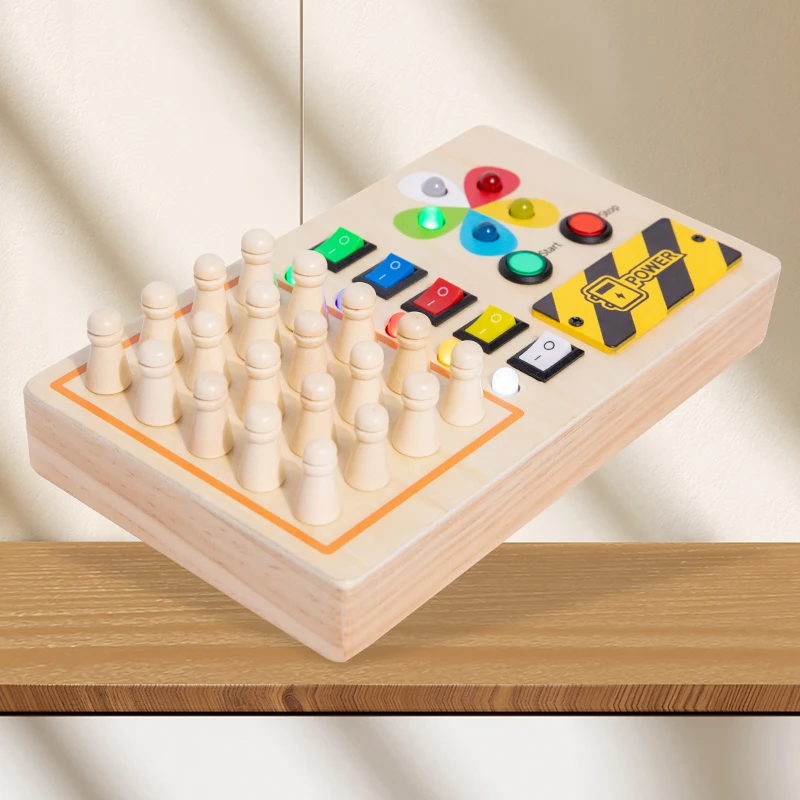 Jeu d'échecs à mémoire éducative pour enfants, haute qualité, Montessori, lumière Led en bois, planche occupée, jouets de voyage sensoriels pour tout-petits