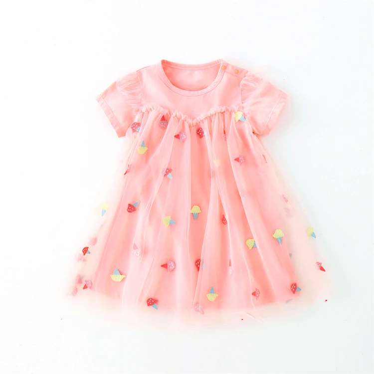 manufacturer kids clothes girls dresses 100% cotton pink kids dress children's skirt