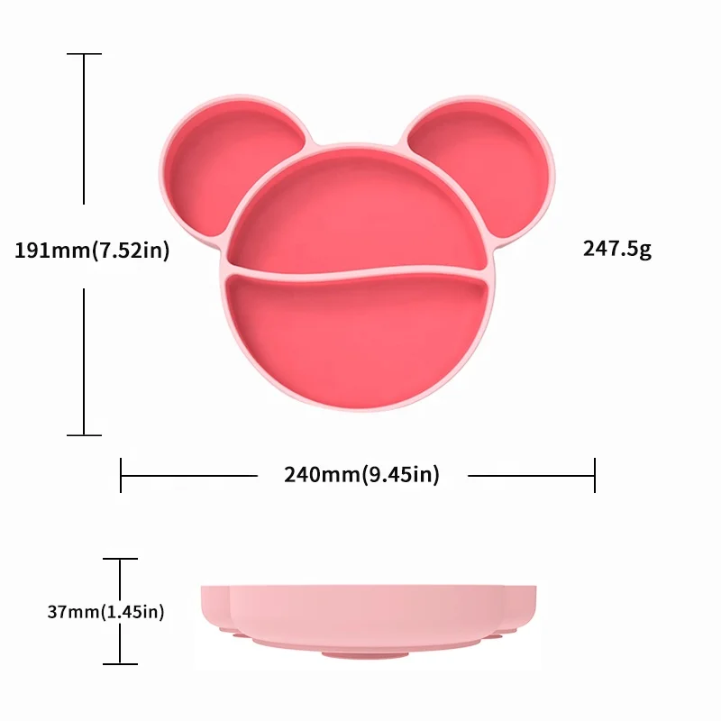 Wellfine Divided Toddler Plates Suction Silicone Baby Plates Skid Resistant Unbreakable Feeding Set For Toddler Children Kids