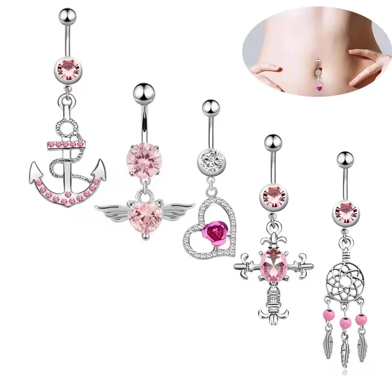 cute anchor belly button rings