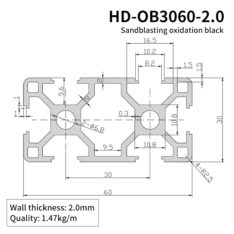 Industrial Extruded Aluminum Profiles 3060 Black Assembly Line 3060 Aluminum Alloy Profiles manufacture