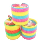 Toy Children 13.5*13.8cm Colorful Rainbow Circle Folding Plastic Magic Spring Coil Toy For Children