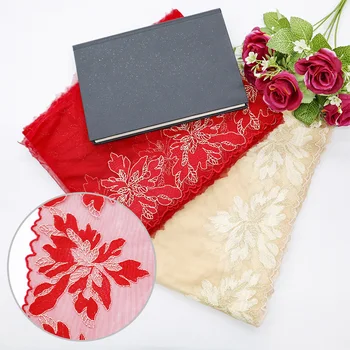 Charming 21cm beige red lingerie embroidered lace, women's lingerie decoration clothing materials