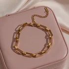 Chain Bracelet Minimalist Tarnish Free Jewelry Metal Strap Link Chain Stainless Steel Bracelet Bangles