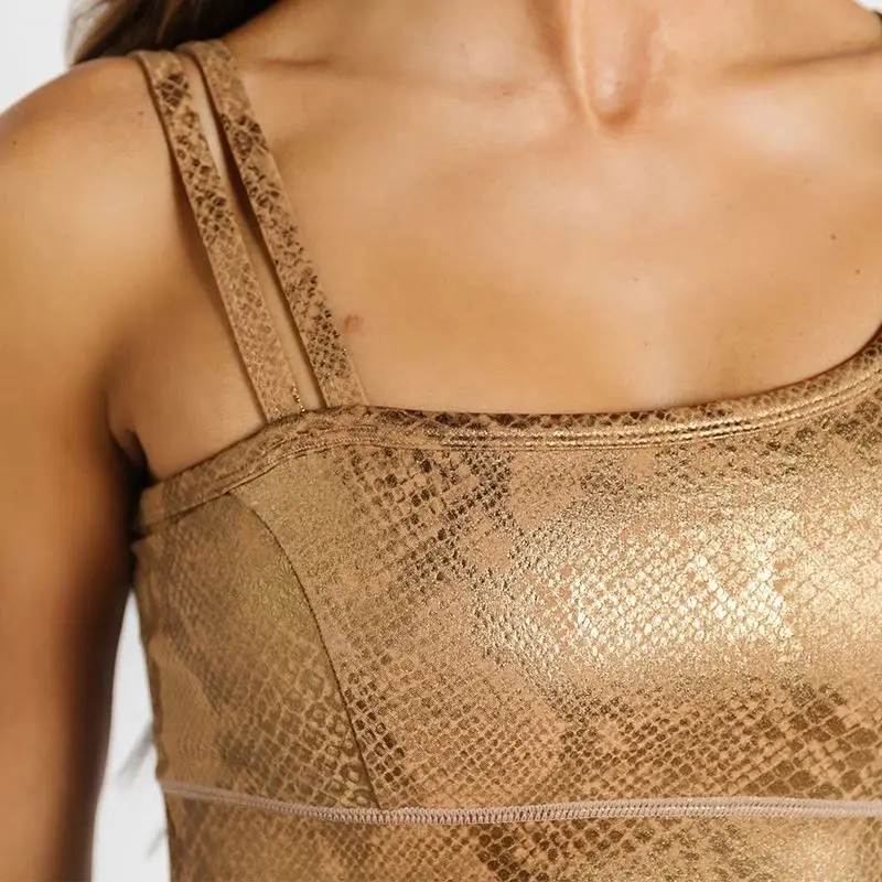 ECBC Fashion Fitness Yoga Wear Training Tops Snake Gold Foil Print Athletic Sports Bra For Women
