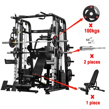 Professional Multifunctional Home Exercise Multi Squat Leg Raiser bench and barbell All In One Smith Machine Gym Equipment