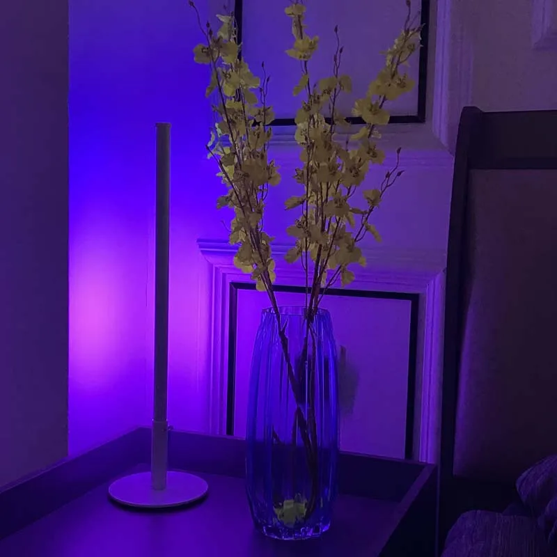 wholesale modern simple aluminum round base bedside led rgb dimmable  minimalist desk lamps home decor vertical table lamp