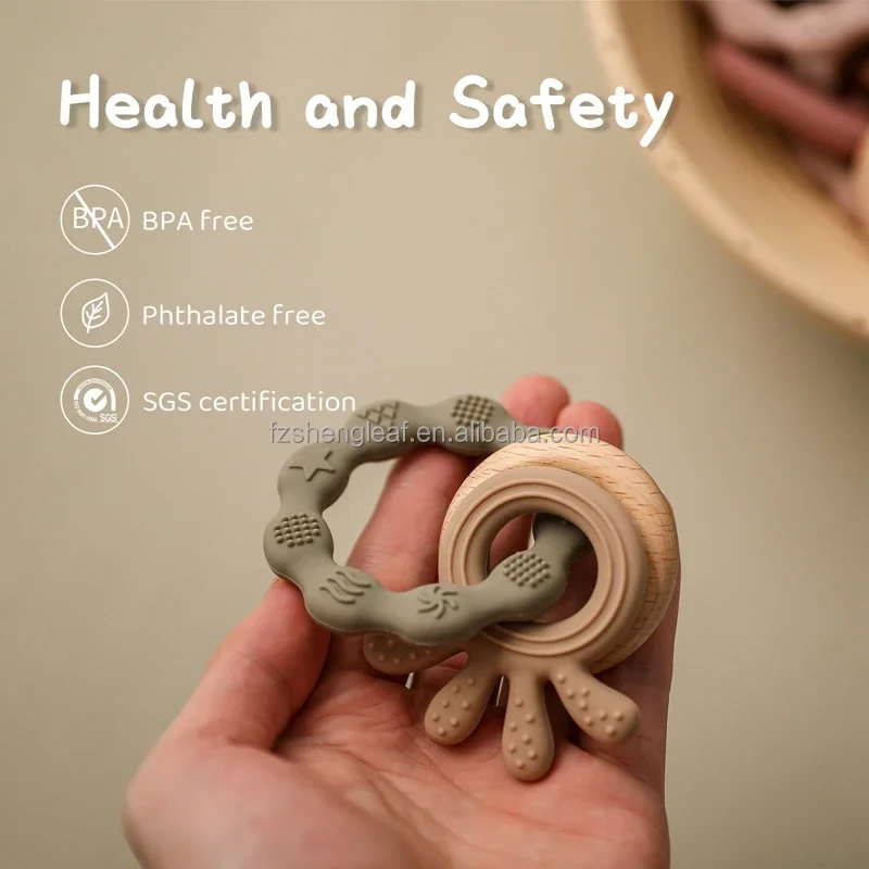 product unisex newborn baby accessories food grade silicone teether pacifier ring bpa free rattles bracelet cartoon teething toys-1