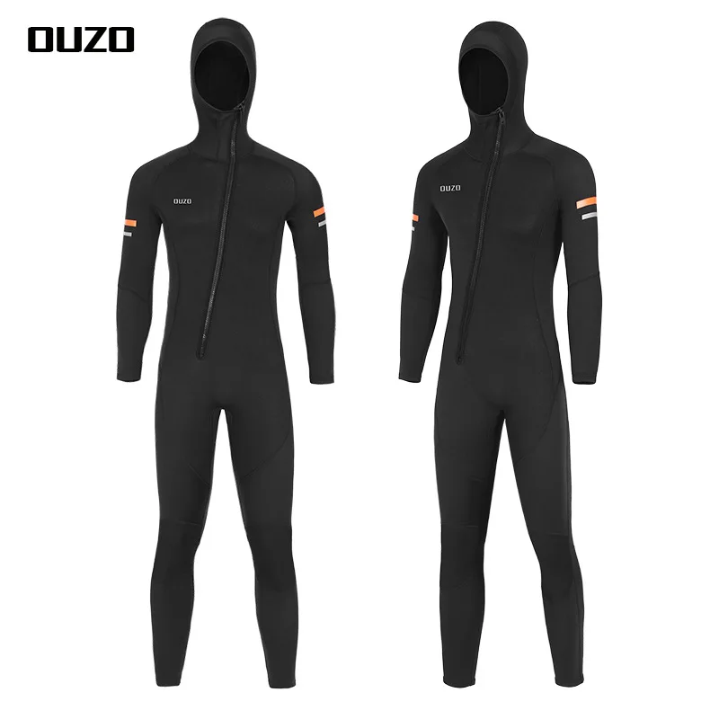 1.5mm Neoprene Smooth Skin Men Jellyfish Dive Snorkeling Swimsuit One-Piece Hooded Front Zipped Surfing Diving Wetsuit