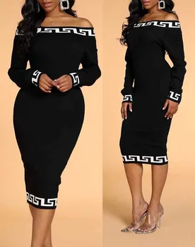 2022 wholesale woman fashion off shoulder casual dresses women black dress