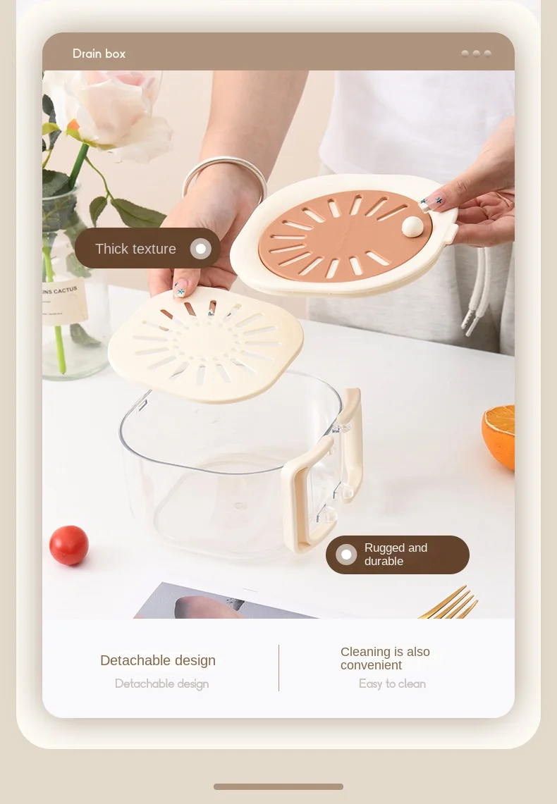 Multifunctional Drain Folding Handle Fruit Fresh-keeping Storage Box with Lid Vegetable Drain Double-layer Fresh-keeping Box